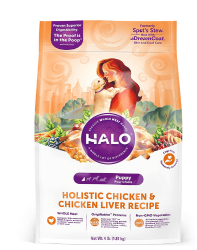 Halo Natural Dry Dog Food, Puppy Chicken Chicken Liver Recipe