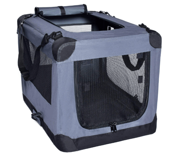 Arf Pets Dog Soft Crate 27 Inch Kennel for Pet Indoor Home & Outdoor Use - Soft Sided 3 Door Folding Travel Carrier