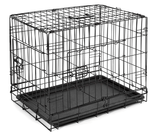 SmithBuilt Double Door Folding Metal Dog Crate, 30 Inch Long with Divider